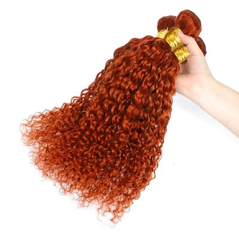 Color 350 Bundle Ginger Curly Wave Human Hair Bundles 8A Grade Color 350 Kinky Curly 3 Bundles 26 28 30 Inch Ginger Orange Bundle Hair Extensions 300G