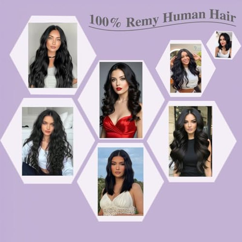 Clip in Hair Extensions Real Human Hair,20 Inch 120g 7Pcs Brazilian Virgin Remy Human Hair Extensions for Women Straight Natural Black Seamless Invisible Hair Extensions Clip in Double Weft