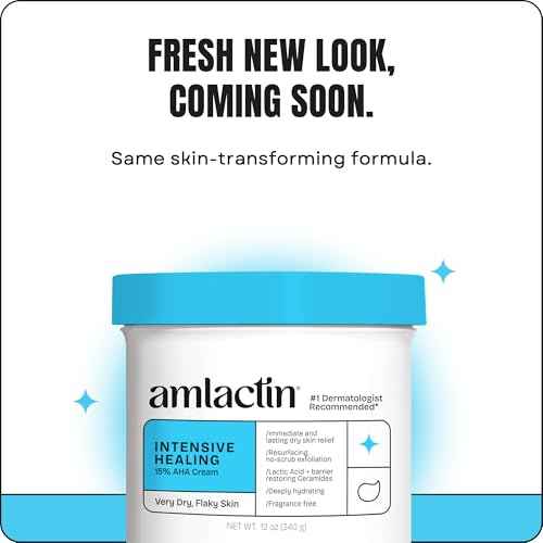 AmLactin Intensive Healing - Therapeutic Body Cream for Extremely Dry Skin - No-Scrub Exfoliator and Moisturizer with 15% Lactic Acid AHA and Ceramides, 12 oz (Packaging May Vary)