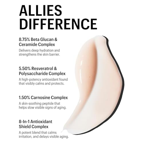 Allies of Skin Beta Glucan & Reservatrol Advanced Hydrating Serum | Plumping Face Serum with Ceramides, Peptides and Hyaluronic Acid | For Sensitive and Dry, Dehydrated Skin (1 Fl oz)