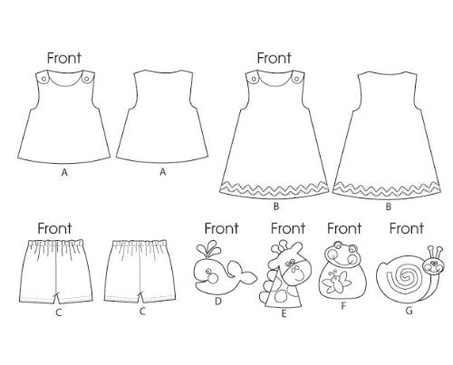 McCall's Patterns M6541 Infants' Top/Dress/Shorts and Applique and Eacutes