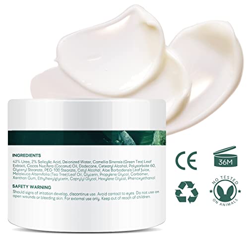 Urea cream 40 perent for feet: Maximum Strength Urea lotion for cracked Heels and Rough Thick Skin for foot- 42% Crema 5.29 oz.