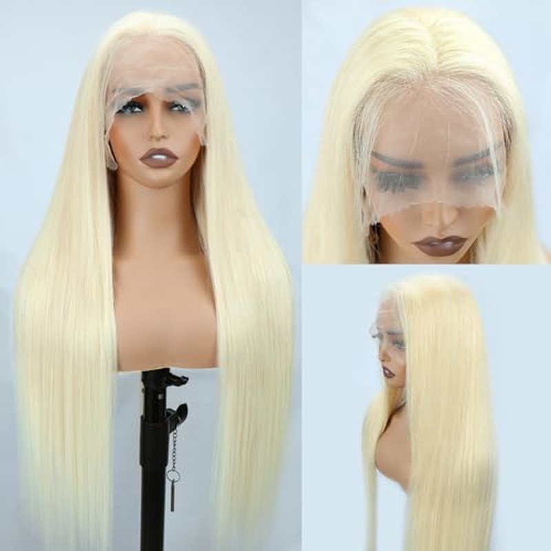LICHANG 24Inch 613 Lace Front Wig Human Hair 13X4 Blonde Straight HD Transparent Lace Frontal Wigs Human Hair Pre Plucked 200% Density Blonde Glueless Wigs Human Hair