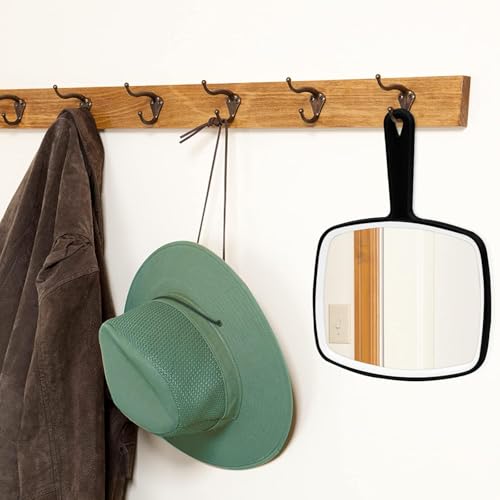 2Pcs Handheld Mirror, Portable Hand Mirror with Hanging Hole in Handle, Black 10.4" L x 7.4" W