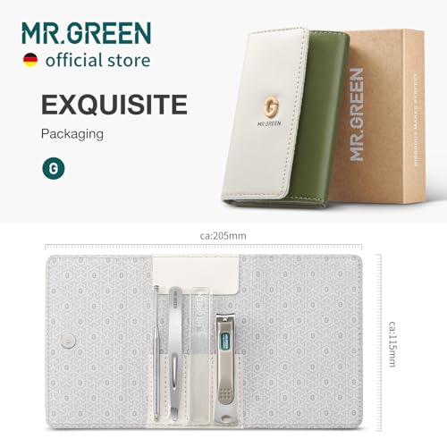 MR.GREEN Colorful Manicure Set Practical Pedicure Kits Nail Clippers Personal Care Tools Facial Hair Scissors with Fashion Case (Mr-6681 Green)