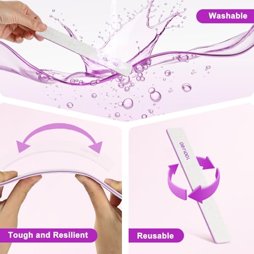 Nail Files (18 Pack), 100/180 Grit Double Sided Emery Boards for Natural & Acrylic Nails, Reusable Manicure for Women & Men, Professional Fingernail Filer & Lima de U?as for Salon & Home Use