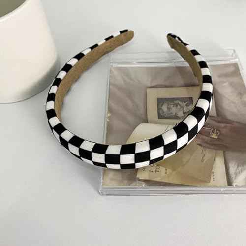 Checkerboard Headbands Black and White Headbands Checkered Padded Headband for Women Girls Christmas Party Hair Accessories