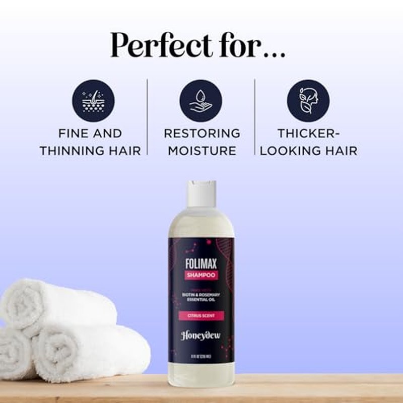 Folimax Biotin Shampoo for Thinning Hair - Volumizing Biotin Shampoo for Men & Women's Fine and Thin Hair with Zinc & Rosemary Oil - Color Safe Vegan Sulfate Silicone & Paraben Free (Citrus Scent)