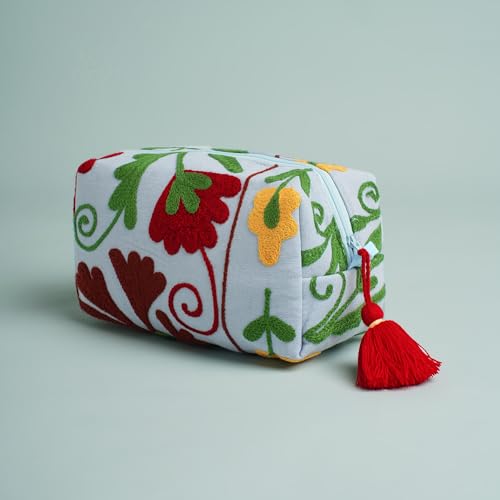 Huar Travel Makeup Bag- Large Capacity Cosmetic Bags for Women - Water Resistance Lining Portable Pouch & Open Toiletry Bag - Perfect Girls Makeup Organizer for Travel Essentials (Sky Blue)