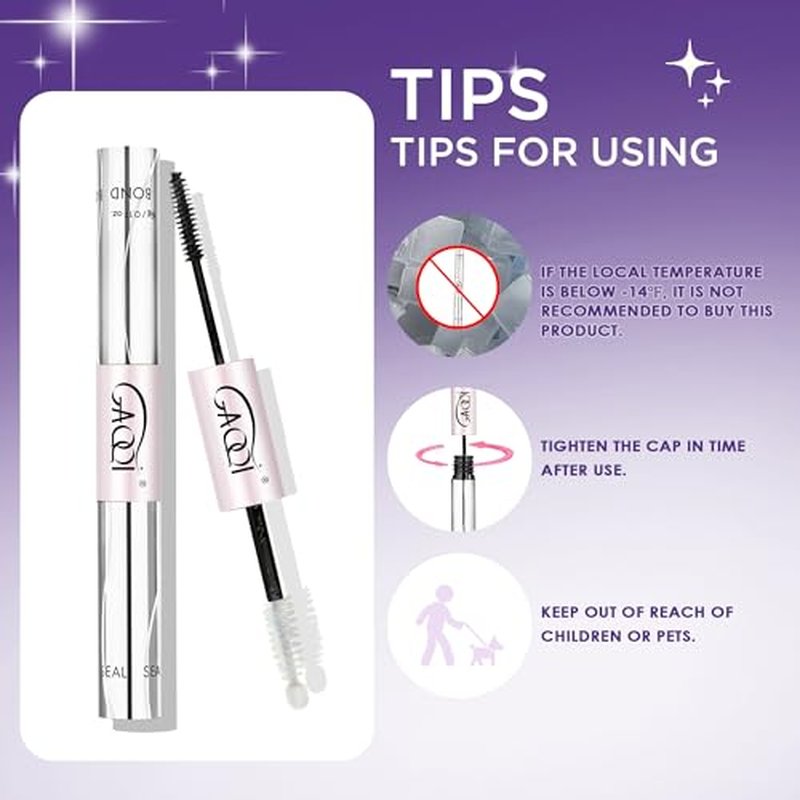 GAQQI Lash Cluster Glue, Lash Bond and Seal Waterproof, Bond & Seal Eyelash Glue for Clusters, Eyelash Adhesive Black Long-Lasting 72H, Latex-Free£¨5ml+5ml£©