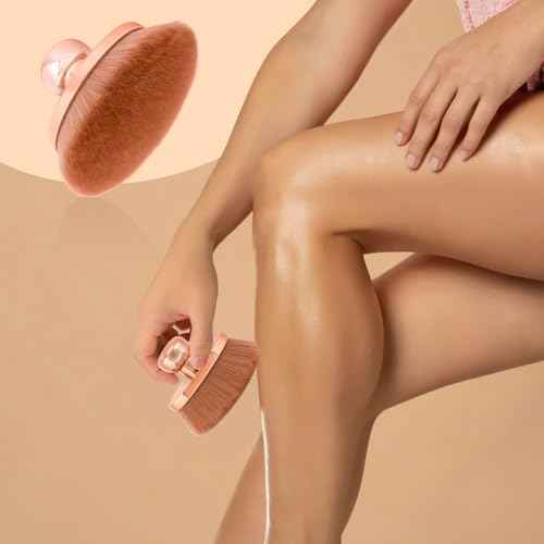 UNIMEIX Blend & Blur Extra Large Body Makeup Brush with Drawstring Bag, 4.5 Inch Wide-headed Sunscreen Applicator Kabuki Brush for Face, Legs, Body (RoseGold)