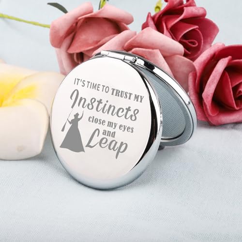 BEKECH Witch Musical Compact Mirror It's Time to Trust My Instincts Witchy Gift Musical Merch Witch Fans Gift (Silver)