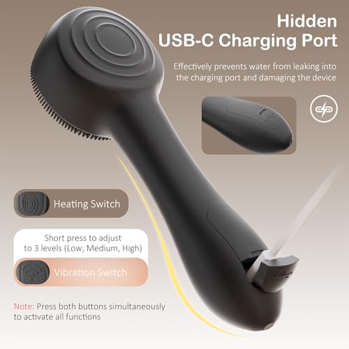 Facial Cleansing Brush Silicone Face Scrubber Waterproof Rechargeable Exfoliator Massage Device for Men & Women, Deep Pore Cleansing, Exfoliating, Removing Blackhead Electric Face Scrub Brush (Black)