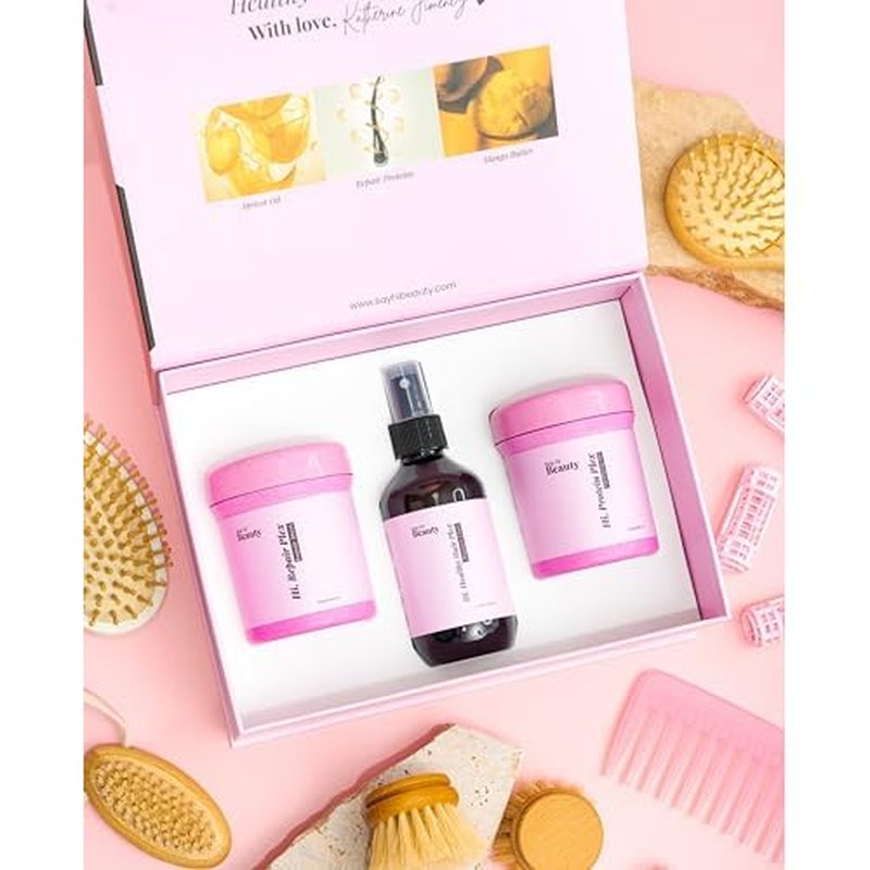 Say Hi Beauty | Beauty Plex Kit| Hi Protein Plex Fortifying Gel, Hi Healthy Hair Plex Repair Elixir, Hi Repair Plex Repair Mask. 3 Steps. Repairs, Strenghtens and Nourishes.