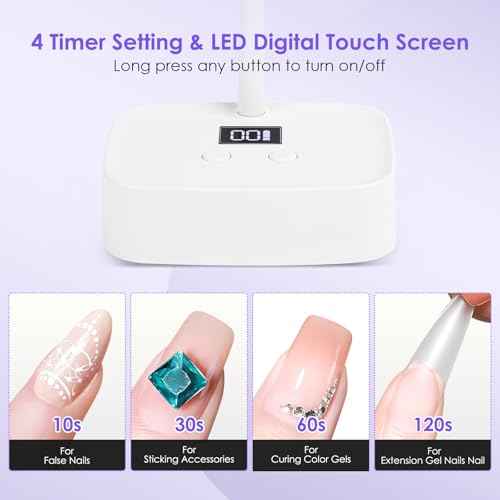 LED Mini UV Nail Lamp Auto Sensor Gel Nail Dryer 27W Rechargeable 360 Adjustable with 2 Timers