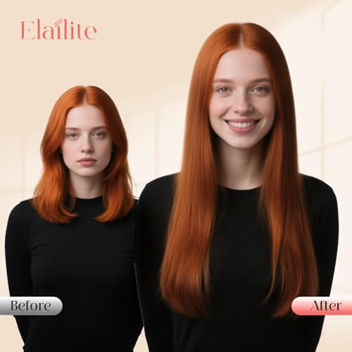 Elailite Clip in Hair Extensions Real Human Hair 3PCS Lace Weft Remy Hairpieces for Women 22 Inch 86g Dark Auburn