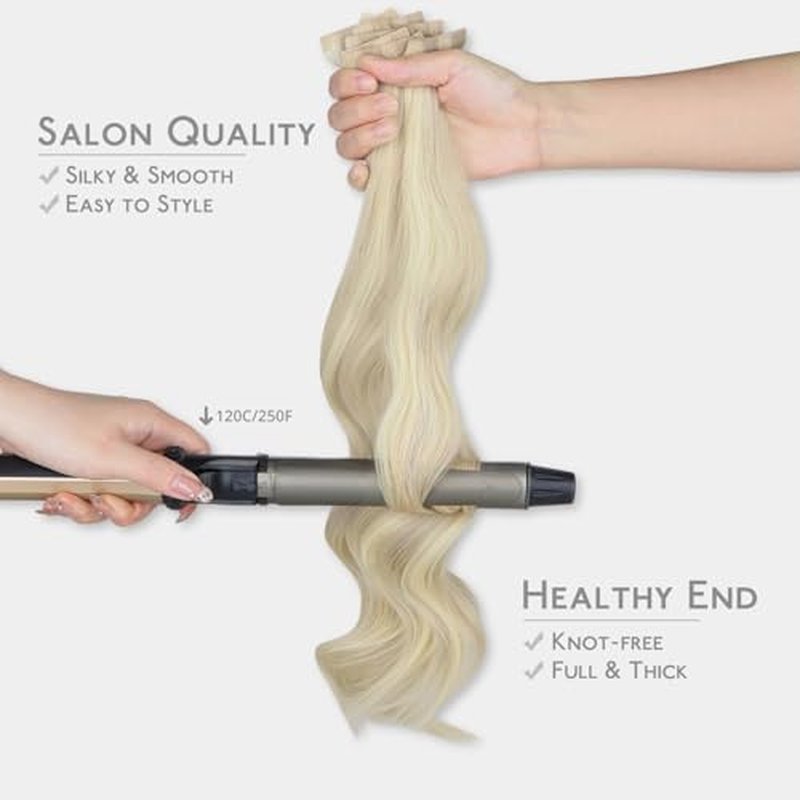 WENNALIFE Invisi Edge Tape in Hair Extensions Human Hair, 20 Inch 50g 20pcs Ash Blonde Highlighted Platinum Blonde Invisible Luxury Remy Hair Extensions Natural Seamless Injected Tape Ins Straight