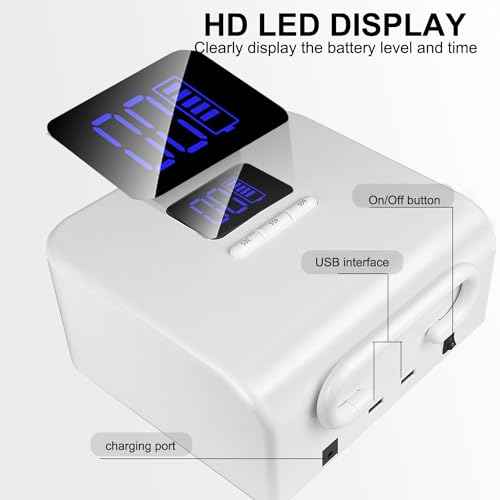 Cordless UV Nail Lamp,220W UV Light for Gel Nails, Rechargeable Professional LED Nail Lamp with 48 Beads & Touch Display, Built-in 3-Timer Modes & Auto Sensor, Fast Curing Nail Dryer