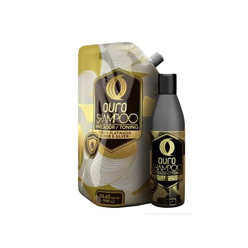 Ouro Shampoo Toning Nuance Silver Blonde Hair Treatment | Champu Matizador Para Cabellos Rubio o Matizante Canoso (Bottle+Refill 38.8oz-1150ml)