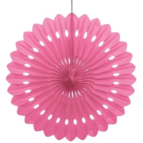 Hot Pink Solid Premium Tissue Paper Fan - 16" (1 Count) - Versatile Decoration, Perfect For Parties & Events