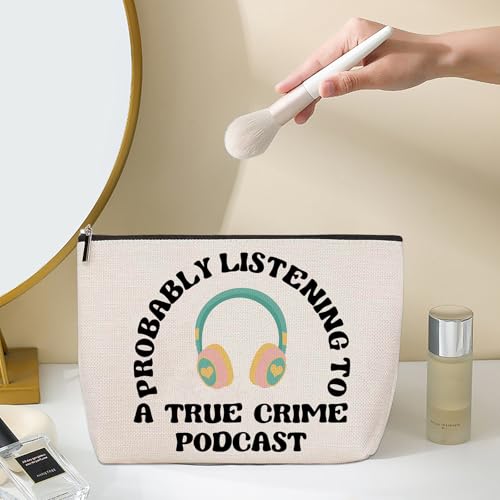 True Crime Podcast Style Funny Makeup Bag True Crime Gifts for Women- Personalized Fashion Makeup Storage Bag Christmas Halloween Birthday Present Travel Pouch