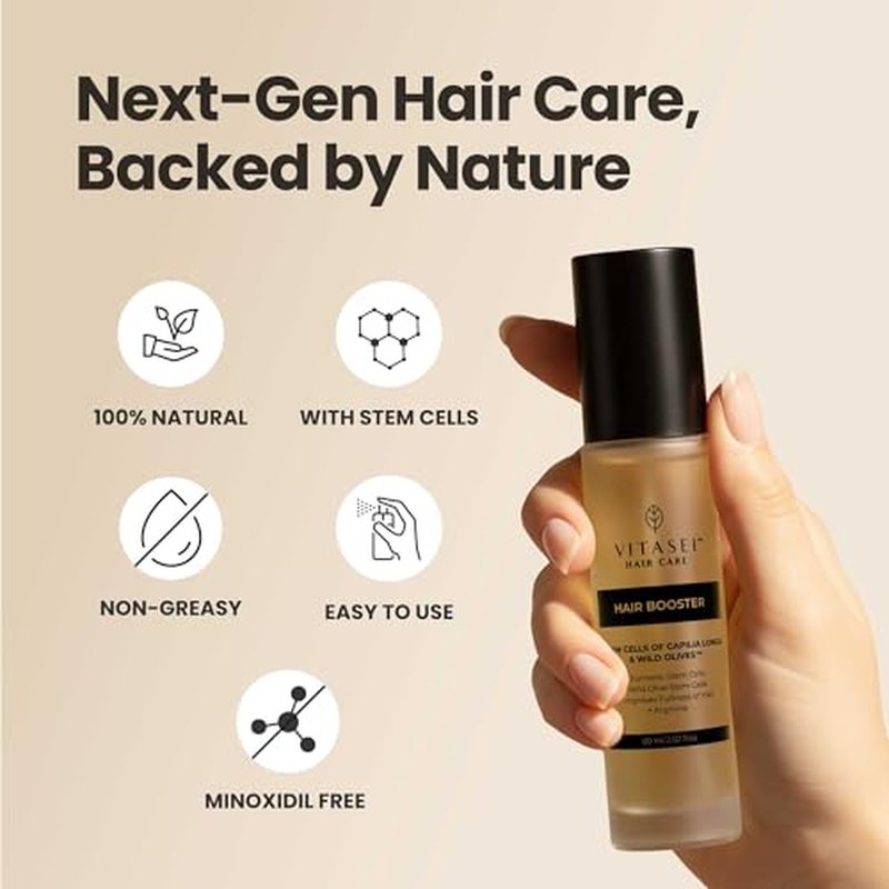 Vitasei Hair Booster 2 Fl Oz (3 Pack) ? Hair Revitalizing Serum with Capilia Longa, Wild Olive Stem Cells & Arginine ? Peptide-Enriched Hair Tonic Supports Thicker, Stronger Hair ? For Women & Men