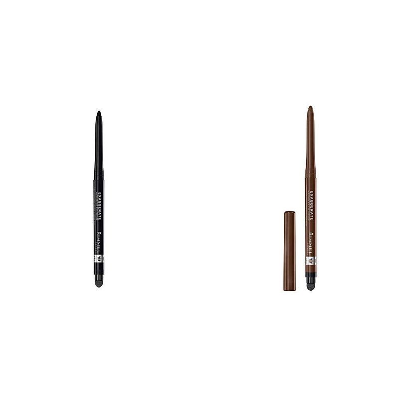 Rimmel Exaggerate Eye Definer - Waterproof Eye Color Pencil Set | Blackest Black & Rich Brown, Self-Sharpening, Long Lasting