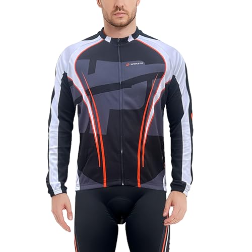 Bikes for Men Shirt Long Bike Fit Cycle Jersey Bicyle Clothes Full Zip US M Black Grey Multi