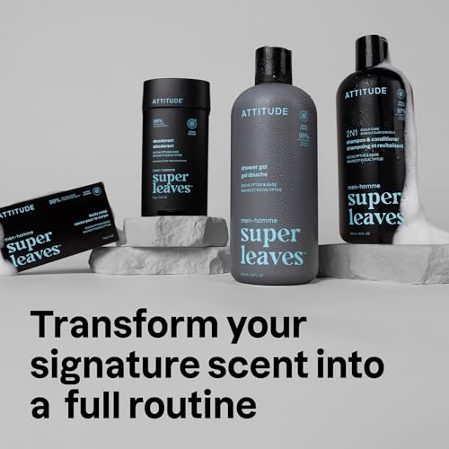 ATTITUDE Men's Shampoo and Conditioner 2-in-1, Scalp Care for Build Up & Oily Hair, Refresh With Peppermint & Willow Extract, 97% Natural Origin Ingredients, EWG Verified, Eucalyptus & Sage, 14 Fl Oz