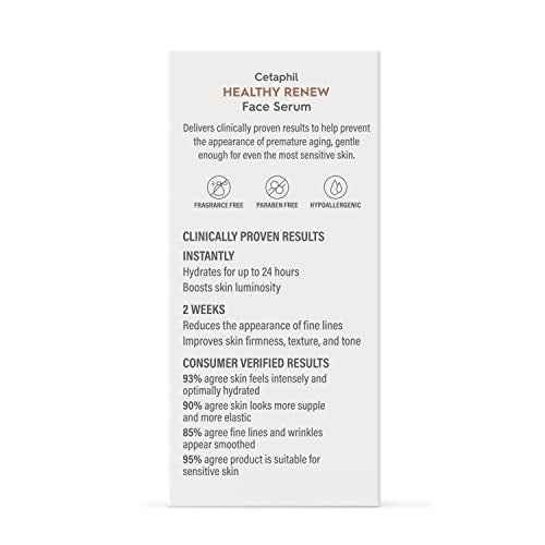 Cetaphil Healthy Renew Anti Aging Face Serum 1 Oz, Retinol Alternative Serum for Face with Niacinamide & Peptides, Skincare for Sensitive Skin with Vitamin B Complex, Fragrance Free