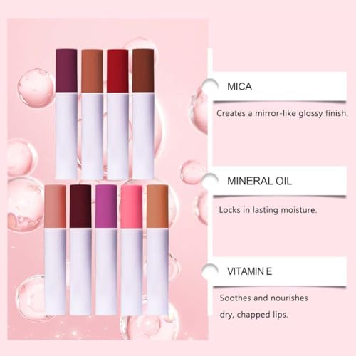 Lips Staining Lip Oil Doesn't Stick, Doesn't Stain and Stays on for 24 hours,Upgrade Waterproof Long Lasting Moisturizing Lip Oil Non-stick to Cup (H)