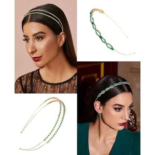 Wecoe 4 Pack Rhinestone Headband for Women and Girls, Flower Wedding Headband, Bridal Shower, Party, Prom, Cosplay, Hair Accessories, Gifts