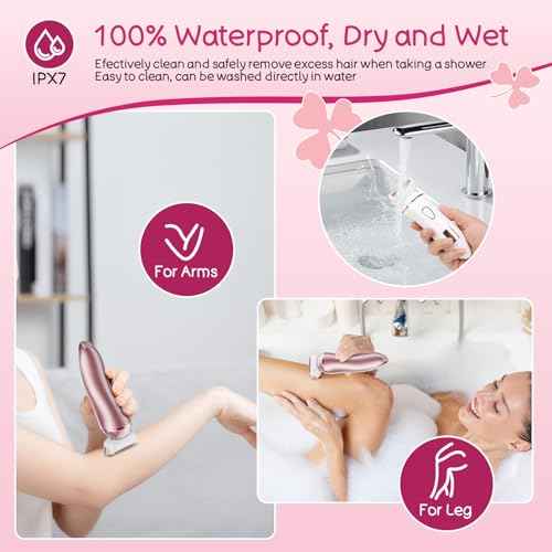 2-in-1 Bikini Trimmer for Women, Gifts for Women, Electric Shaver for Womens, Rechargeable Wet Dry Lady Hair Remover,IPX7 Waterproof, Razor for Legs