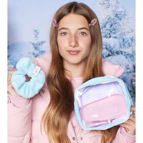 Petite N Pretty Get Ready with Me Essentials Set - Sparkly Ever After All Over Glitter (Mini Size), Makeup Tray, Scrunchie & Hair Accessories (Duck Clips), Makeup Bag for Girls, Teens, and Tweens