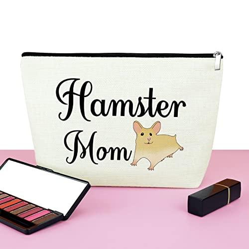 Hamster Mom Cosmetic Bag Hamster Lover Gift Makeup Bag Hamster Theme Gift for Hamster Lover Animal Lover Gift Birthday Christmas Gift for Women Girls Best Friend Cute Hamster Gift Travel Makeup Pouch