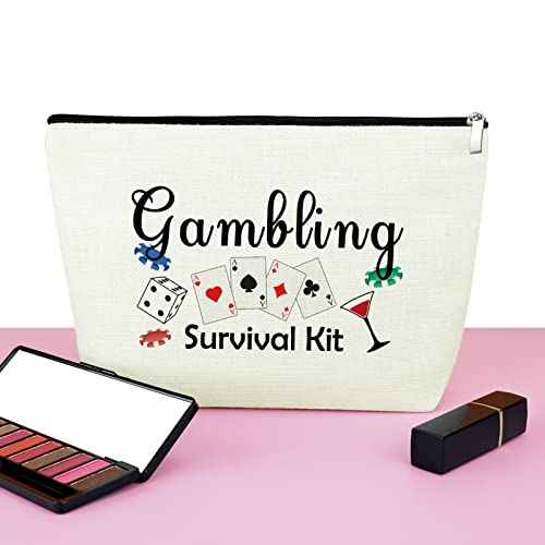 Lucky Casino Gift for Gambler Makeup Bag Casino Gamble Zipper Pouch Gift Gambler Gift Idea Casino Lovers Cosmetic Bag Christmas Birthday Retirement Gift for Gambler Friends Travel Makeup Pouch