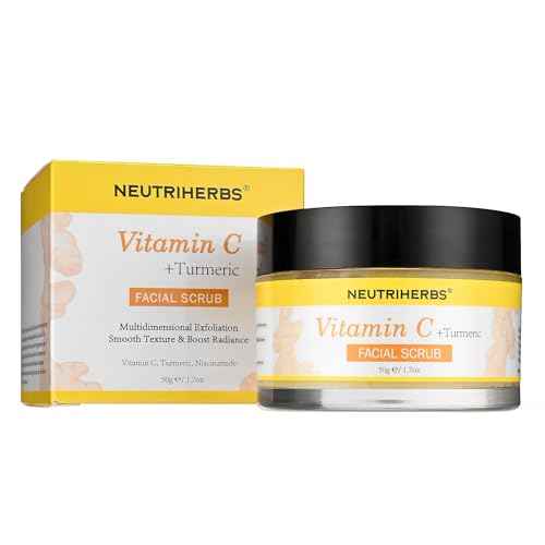 NEUTRIHERBS Turmeric Face Scrub, Exfoliating Scrub Cream with Vitamin C, Smooth, Brighten Skin - 1.76oz