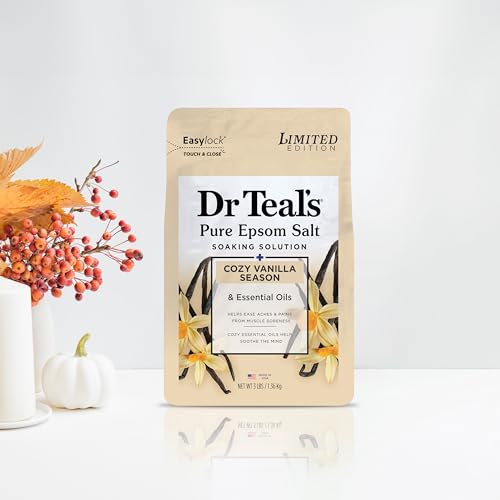 Dr Teal's Epsom Salt Magnesium Soak, Limited Edition Cozy Vanilla Season, 3lbs