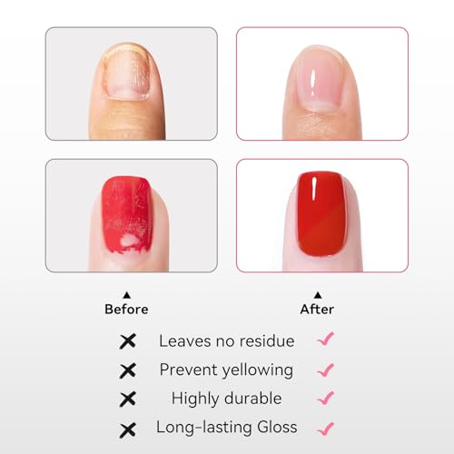 Base Coat and Top Coat, Clear Regular Nail Polish, Rich in VE Calcium Quick Air Dry Nail Strengthening Non Gel, 2Pcs Vegan Base Chip Resistant High Shine Long-lasting Nail Art Gift Set