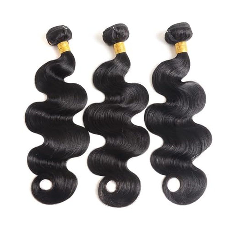 12A Human Hair Bundles 12 14 16 Inch Body Wave Bundles Human Hair 100% Unprocessed Brazilian Virgin Hair Body Wave 3 Bundles Deals Human Hair Extensions Quick Weave For Black Women Natural Black