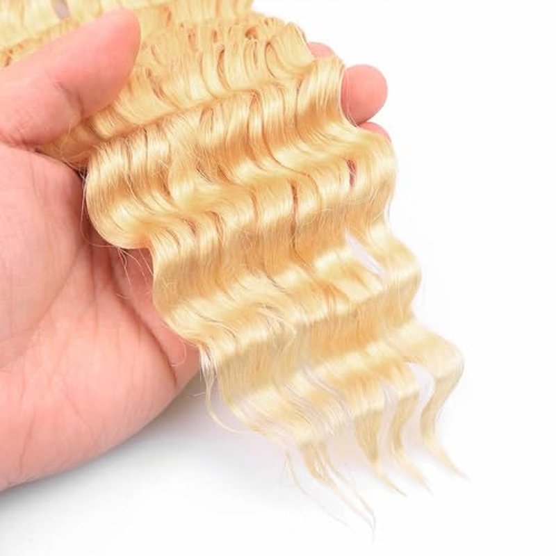 QTHAIR 16A Deep Wave Bulk Human Hair For Braiding(20Inch 100g)#613 Blonde 100% Unprocessed Brazilian Deep Wave Bundles Virgin Hair Extensions Two Bundles Micro Braiding