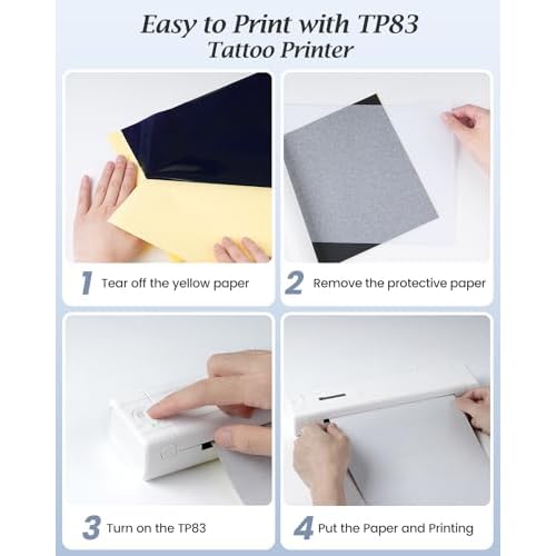 Tattoo Stencil Printer, Upgraded Thermal Tattoo Printer Machine with 10pcs Transfer Paper, Wireless Bluetooth Tattoo Printer for Tattoo Artists & Beginners, Compatible with iPad Phone PC