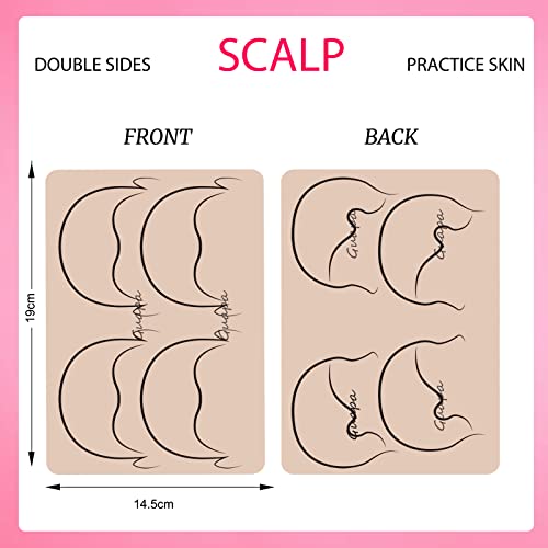 5pcs 2 Sided Pre-draw Scalp Micropigmentation Practice Skins Hairline Tattooing Fake Silicone Practice Pad Smp Tattoo Fake Skin for SMP Training (5pcs)