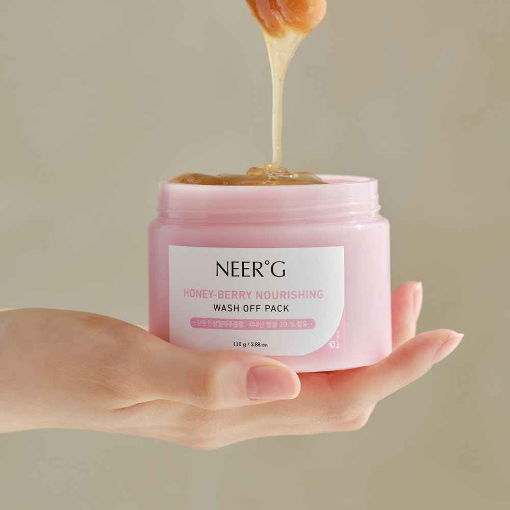 NEER°G Honey Berry Nourishing Wash Off Pack 3.88oz (110g) Smoothens Rough Skin, Moisturize with Nutrients