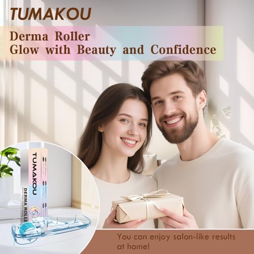 Derma Roller - TUMAKOU Microneedle Roller for Face Scalp Hair - Beard Roller for Women and Men