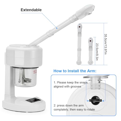 JOSTZHXIN Facial Steamer Nano Ionic Face Steamer with Extendable Arm,Portable Facial Steamer 360¡ÆRotating Nozzle Esthetician Steamer for Personal Care at Home or Salon