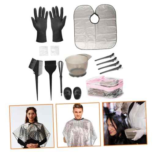 Hair Dyeing Tool Set 1 Kit Dye Brush Bowl Gloves and Cape for DIY Hair Coloring at Home or Salon