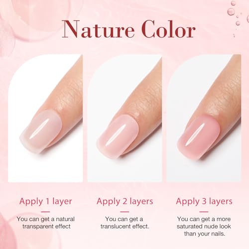 AZUREBEAUTY Translucent Dip Powder - Jelly Baby Pink Color 2Oz/56g, Sheer Rose Pink Neutral Semi-transparent Clear Dipping Powder Crystal French Nail Art Starter Manicure Salon DIY Home Gift