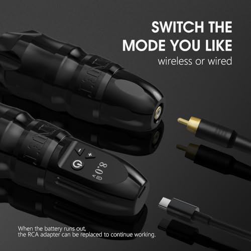 Xnet Titan Wireless Tattoo Machine with 42mm Grip - 2400mAh Battery Power Tattoo Gun with Coreless Motor Digital LCD Display Tattoo Supply for Professional Tattoo Artists