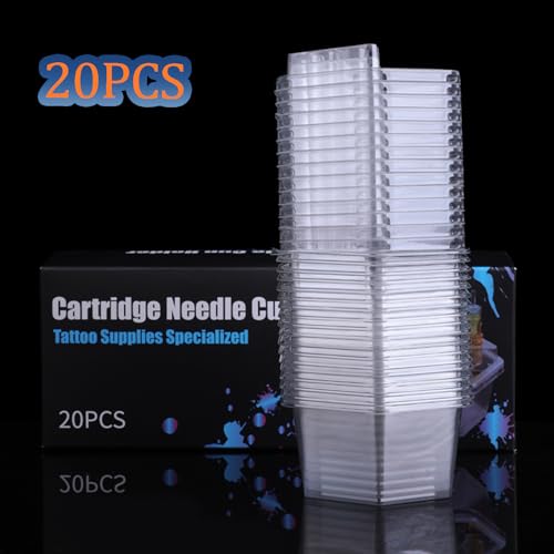 20PCS Hexagonal Disposable Tattoo Cartridge Cup Holder Plastic Tattoo Cartridge Tray For Tattoo Inks Needle Holder Placement Rack Disposable Plastic Cup Working Cup Cleaning Cup